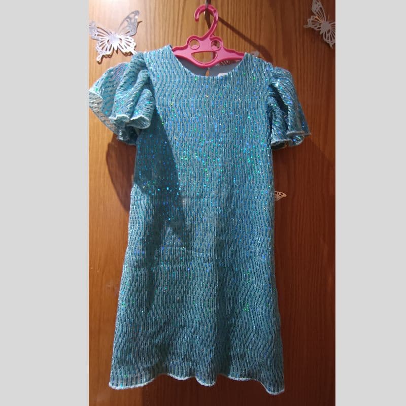 Next Girls Dress Age 6 Years Blue Shimmer Party Occasion-Good Condition