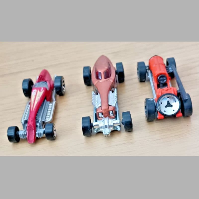 Hot Wheels Diecast Toy Cars Lot of 3 Red, Bronze & Orange Custom Racing Cars VGC
