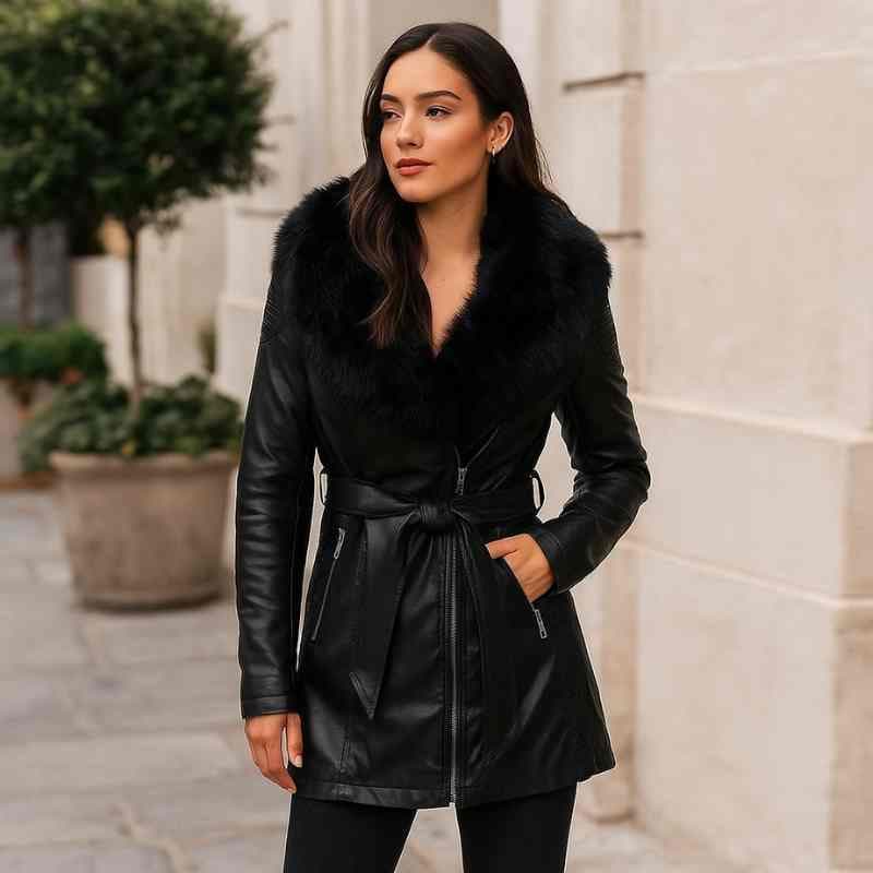 GUESS Black Faux Leather & Suede Jacket – Size S/CH/P – VGC